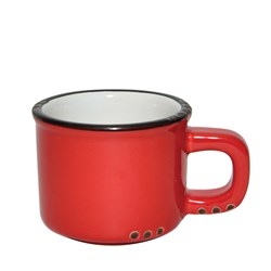 Bistrot Mug Red Black Rim 250ml 